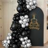 100pcs Black and Silver Balloons 12 Inch Metallic Silver and Black latex Party Balloons for Birthday Graduation Engagement New Year's Eve Party Decorations view 3
