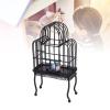 1:12 Scale Dollhouse Bird Cage Metal Opening Door Miniature Dollhouse Bird Cage with Fake Grass Bird Sticker (A) view 2