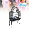 1:12 Scale Dollhouse Bird Cage Metal Opening Door Miniature Dollhouse Bird Cage with Fake Grass Bird Sticker (A) view 3