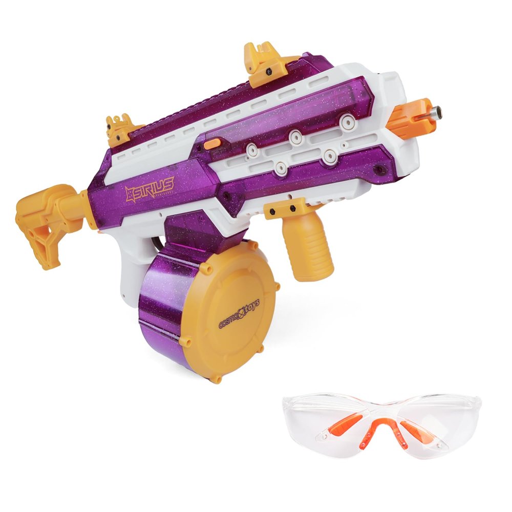 COSMOXTOYS Sirius 270 FPS Gel Ball Blaster, Full Auto Electric Blaster with Metal Gearbox, Aluminum Barrel, 1500 Round Magazine & UV Glow, Ages 14+ - Purple Pro Max