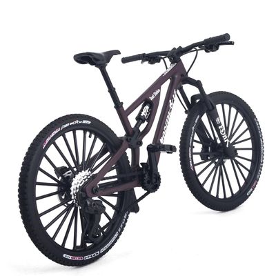 1:8 Scale Die-Cast Mini Mountain Bike Toy Miniature Finger Bicycle Model Alloy Cake Topper Desktop Decoration Crafts for Cycling Lovers Bike Racers Athletes Children Boys and Girls (Purplish Red)