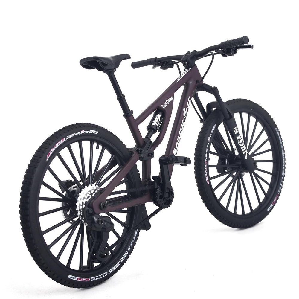 1:8 Scale Die-Cast Mini Mountain Bike Toy Miniature Finger Bicycle Model Alloy Cake Topper Desktop Decoration Crafts for Cycling Lovers Bike Racers Athletes Children Boys and Girls (Purplish Red)
