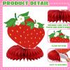 12 Pcs Strawberry Party Decoration Honeycomb Centerpieces Red Pink Strawberry Table Topper Table Decoration for Summer Birthday Fruits Theme Party Favors Supplies view 3