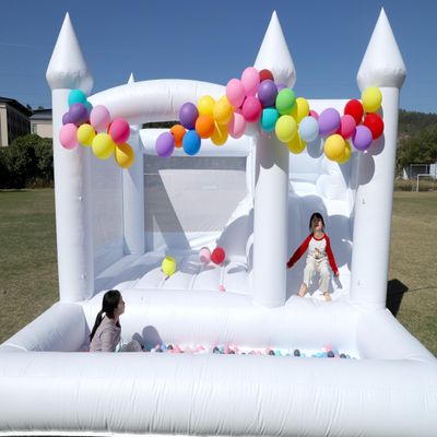 Eachup White Bounce House for Adults Kids,13.12FT Heavy Duty 100% PVC Commercial Bounce House with Big Slide and Ball Pit for Backyard,Birthday Party,Wedding,Outdoor Game with 950w Blower