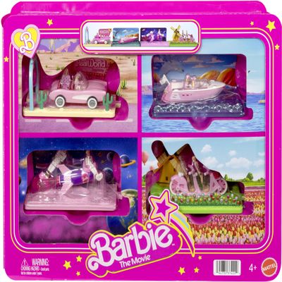 Barbie Mini Land Movie-Inspired Vehicle Collection, Includes 8 1.5-inch Dolls & 4 Vehicles Inspired by The Film