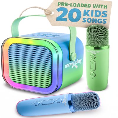 Move2Play, Karaoke Machine for Kids | Includes 20+ Kid Songs | 2 Microphones | Connect with Bluetooth | 3, 4, 5, 6, 7+ Year Old Gift | Toy for Girls, Boys, & Toddler | Birthday Present