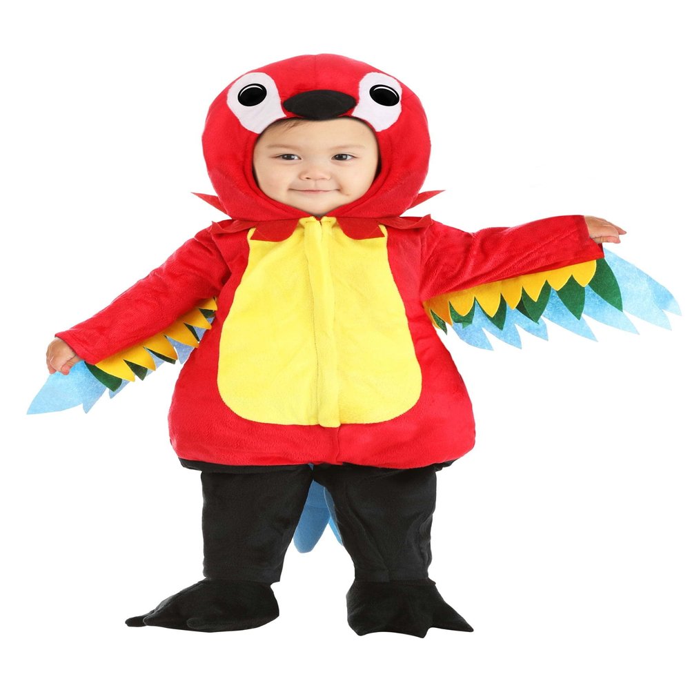 Infant Squawking Baby Parrot Halloween Costume | Soft Plush Jumpsuit and Booties for a Colorful and Adorable Look 9/12 Months