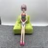 1:6 Scale Green Flannel Low Cushion Sofa, Handmade Dollhouse Furniture, Realistic Model Couch. Desktop Sofa, Gift for Toy Figurine view 2