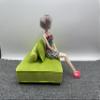 1:6 Scale Green Flannel Low Cushion Sofa, Handmade Dollhouse Furniture, Realistic Model Couch. Desktop Sofa, Gift for Toy Figurine view 3