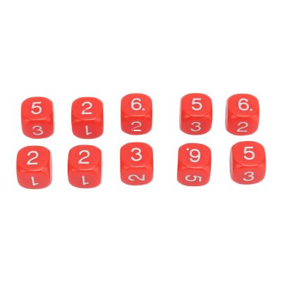 aqxreight 20PCS 6 Sided Number Dice Plastic 16mm Round Corner Polyhedral Dice Set for Numeral Teaching Board Games White (Red)