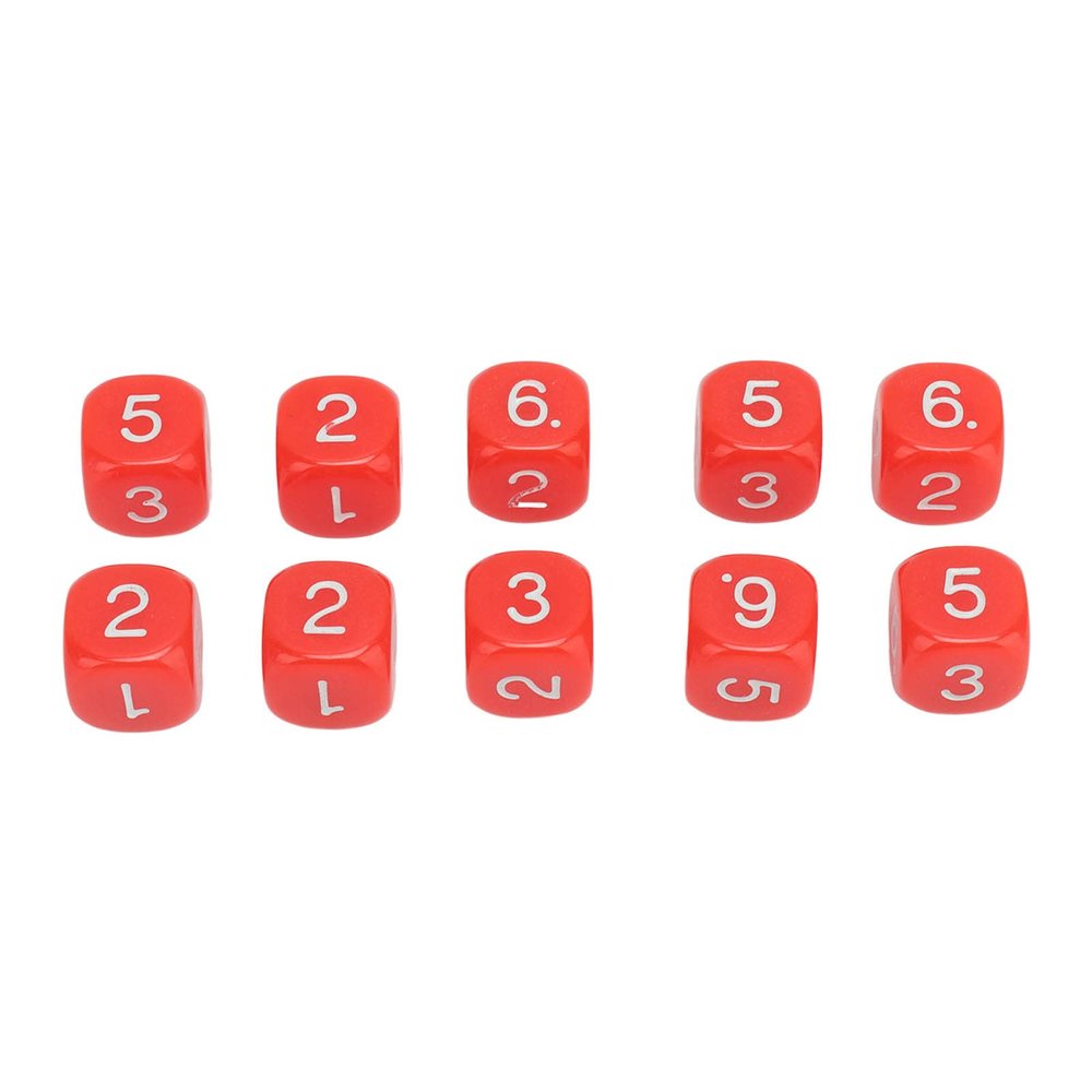 aqxreight 20PCS 6 Sided Number Dice Plastic 16mm Round Corner Polyhedral Dice Set for Numeral Teaching Board Games White (Red)