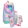 Toddler Playset Pretend Play Soft Toys and Bag Pink Purple Tie Dye with Matching Accessories Personalized with Custom Name view 1