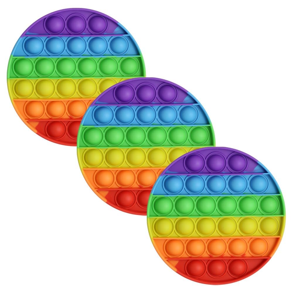 3-Pack Fenzer Pop Fidget Sensory Toys, Autism Special Needs Stress Relief Silicone Pressure Relieving Toys, Round and Square Squeeze Toys for Kids Children Adults