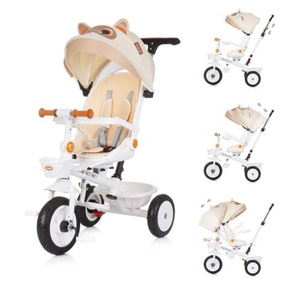 Chipolino Tricycle Marathon 2 in 1 Tricycle with Reversible Seat and Rubber Wheels Roof Light Brown