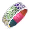 Enso Rings Etched Classic Silicone Rings - Garden Party Collection - Comfortable and Flexible Design - Mystic Blooms - Pearl/Vivid Rainbow - Size 7 view 2
