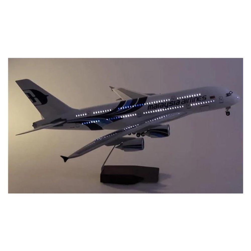 Scale Aircraft 46CM 1/160 for Airbus 380 A380 Malaysia Airline Model Diecast Plane Simulated Scale Aircraft Suitable for Display(with Light)