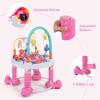 INFANS Baby Bouncer Activity Center, 5 in 1 Toddler Bouncing Activity Saucer Playtime Mat Activity Table with 360Rotating Seat, 3 Adjustable Height, Foldable Exersaucer Learning Walker (Pink) view 3