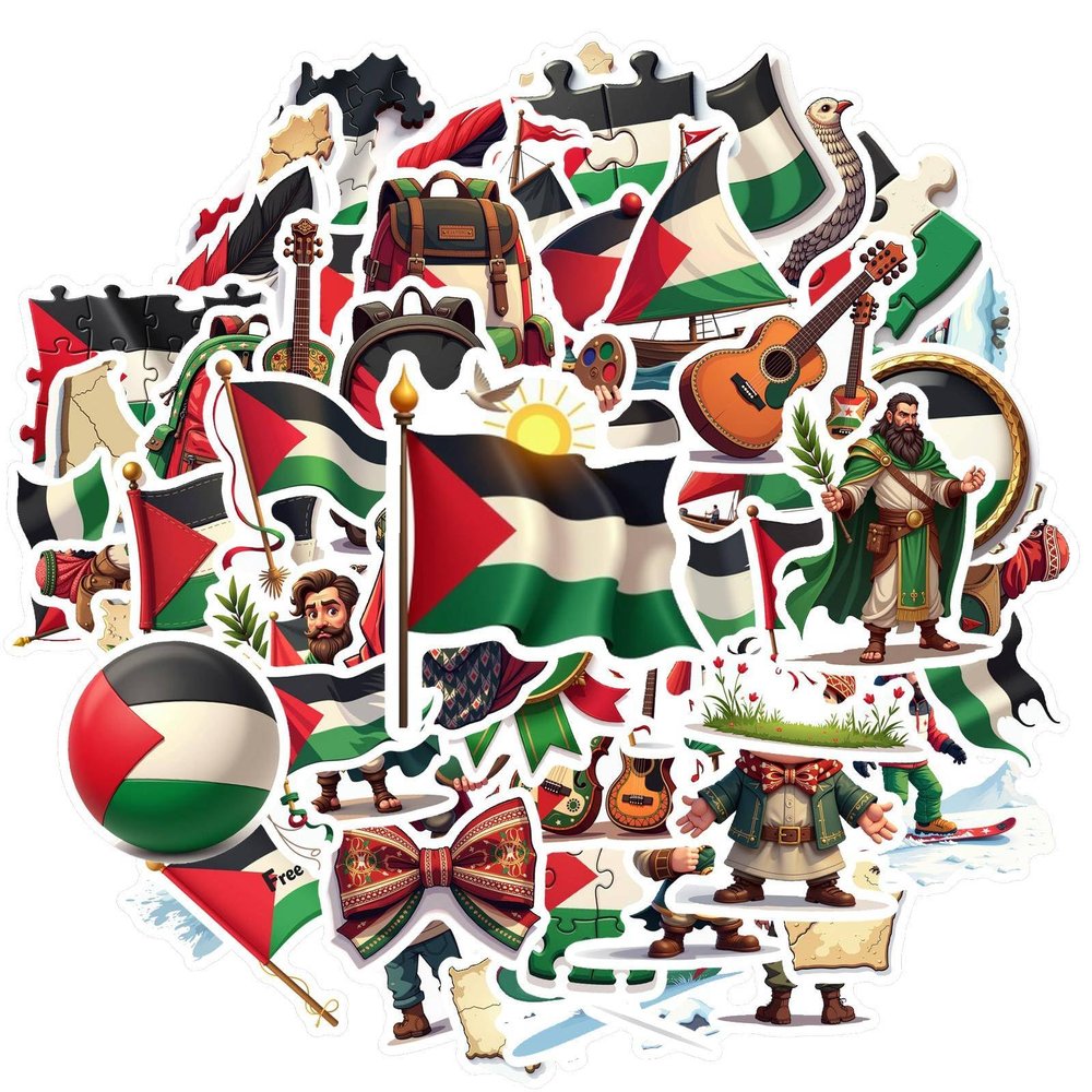 100Pcs Cartoon Palestine Stickers, Waterproof Palestine Sticker for Water Bottle Laptop Phone Cases Planner Skateboard Luggage Helmet Party Favor Decor, Ideal for Adults Teens Teacher Rewards C118C
