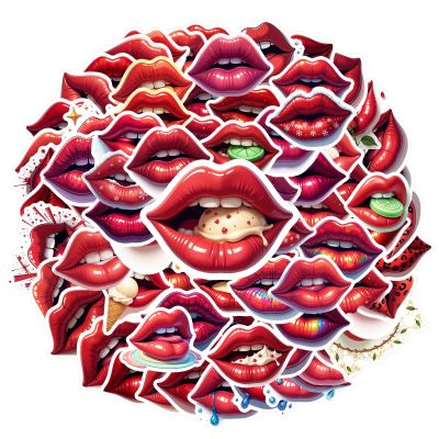 100Pcs Cartoon Lip Stickers, Waterproof Lip Sticker for Water Bottle Laptop Phone Cases Planner Skateboard Luggage Helmet Party Favor Decor, Ideal for Adults Teens Teacher Rewards C117X
