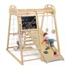 (2025 New) JOYMOR 8-in-1 Indoor Jungle Gym for Kids and Toddlers 3-6Y with Hanging-Bridge and Swing, Wooden Indoor Playground with Slide, Blackboard, Ladders for Toddler Climbers view 1