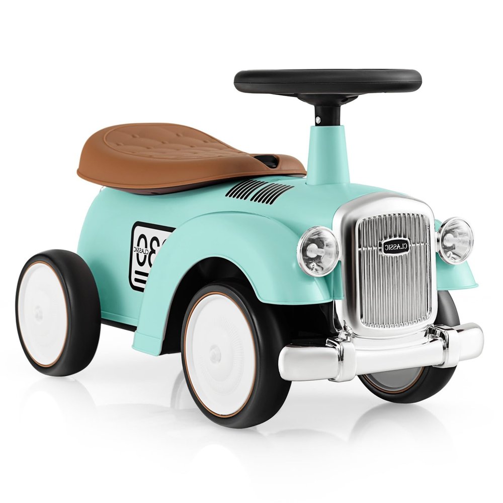 OLAKIDS Ride On Push Car, Toddler Foot-to-Floor Sliding Toy with Steering Wheel, Horn, Under Seat Storage, Kids Racer Walking Gift for Boys Girls (Green)