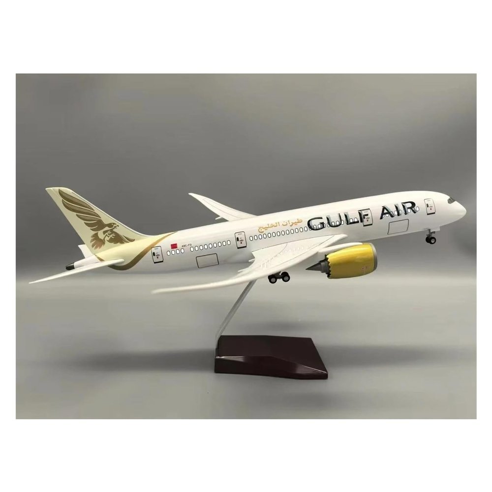 Scale Aircraft 47CM for Aircraft Plane B787 Gulf Air Airline Diecast Airplanes with Light and Wheel Collectible Souvenirs Suitable for Display(with Light)