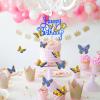 13 Pieces Butterfly Cake Toppers With Happy Birthday Cake Toppers 3D Pink Gold Butterfly Cake Decorations for Girls Women's Birthday Party Wedding Cake Decor Baby Shower (Royal Blue,Yellow) view 3
