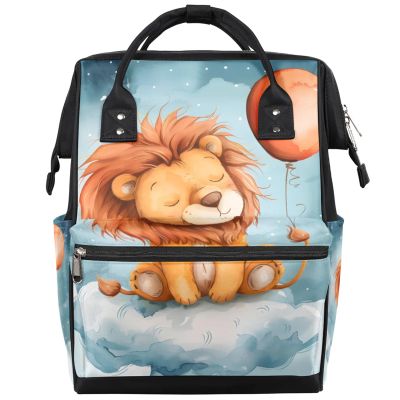 XMNYGJ Diaper Bag Backpack for Women Cloud Lion Balloon Nursing Diaper Backpack Waterproof Travel Mommy Daypack Portable Nappy Bags Large Maternity Changing Daycare Purse for Mom Dad