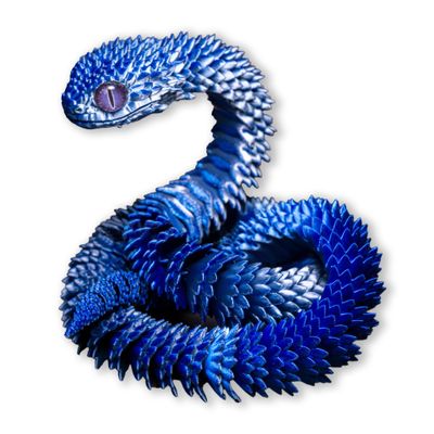 Binvin 3D Printed Animals-Snake Viper,3D Printed Snake Toys Articulated Snake 3D Printed Animals Animal Model Ornaments Creative Funny Toy Festival Gift for Frends (Blue Silver, 29Inch)