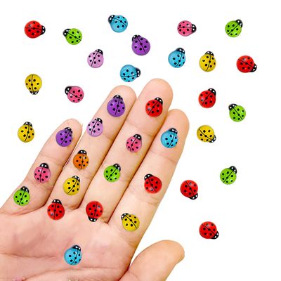 100PCS Colorful Mini Ladybug Decor for Dollhouse Resin Tiny Ladybugs for Crafts Micro Miniature Ladybug for Fairy Garden Dollhouse Micro Landscaping Decoration