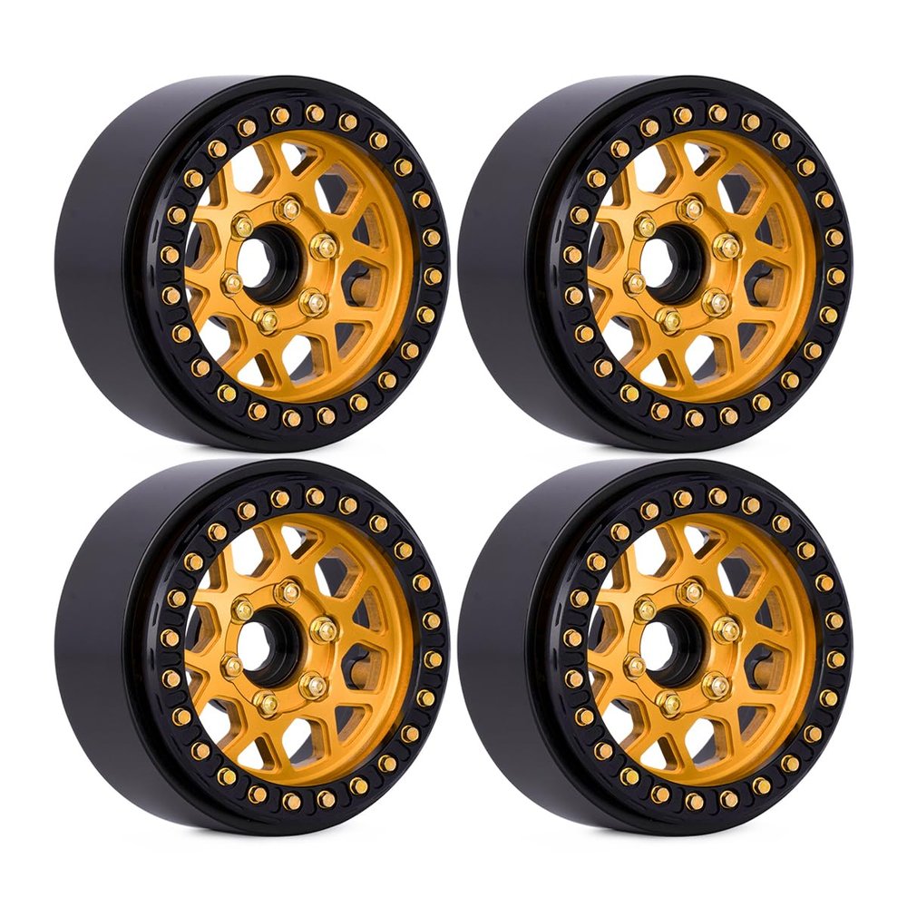 4pcs CNC Aluminum 1.9 Beadlock Wheel Hub Rim for 1/10 RC Crawler Car SCX10 RC4WD D90 TRX4 Capra VS4-10 CC01 LCG Tires Upgrades