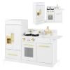 INFANS Play Kitchen Set, Kids Children Pretend Toy Kitchen 2-Piece Playset with Refrigerator, Oven, Microwave, Ice Maker, Sink with Faucet, Kitchenware Accessories for Girls Boys Ages 3+ view 1
