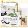 INFANS Play Kitchen Set, Kids Children Pretend Toy Kitchen 2-Piece Playset with Refrigerator, Oven, Microwave, Ice Maker, Sink with Faucet, Kitchenware Accessories for Girls Boys Ages 3+ view 4