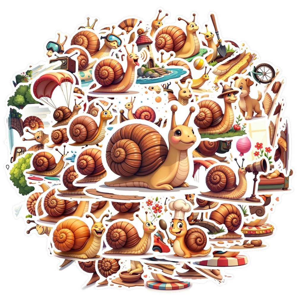 100Pcs Cartoon Snail Stickers, Waterproof Snail Sticker for Water Bottle Laptop Phone Cases Planner Skateboard Luggage Helmet Party Favor Decor, Ideal for Adults Teens Teacher Rewards C1Z5H