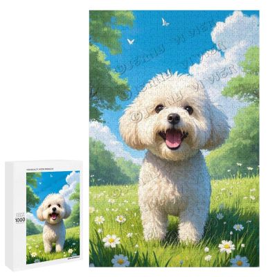 1000 Piece Bichon Frise Dog Breed Wooden Puzzle for Adults, Challenging Jigsaw for Nights
