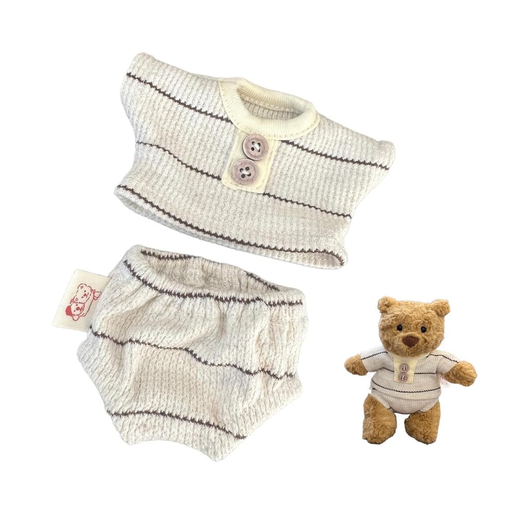 LICHADUOLE 6"/16cm Teddy Bear Outfit: Tiny Bartholomew Bear Striped Top Pants Set for Slim 6-inch Stuffed Animals.(NO Doll)