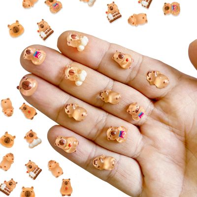 100PCS Mini Capybara Decor for Dollhouse Resin Tiny capybaras for Crafts Micro Miniature Capybara for Fairy Garden Dollhouse Micro Landscaping Decoration