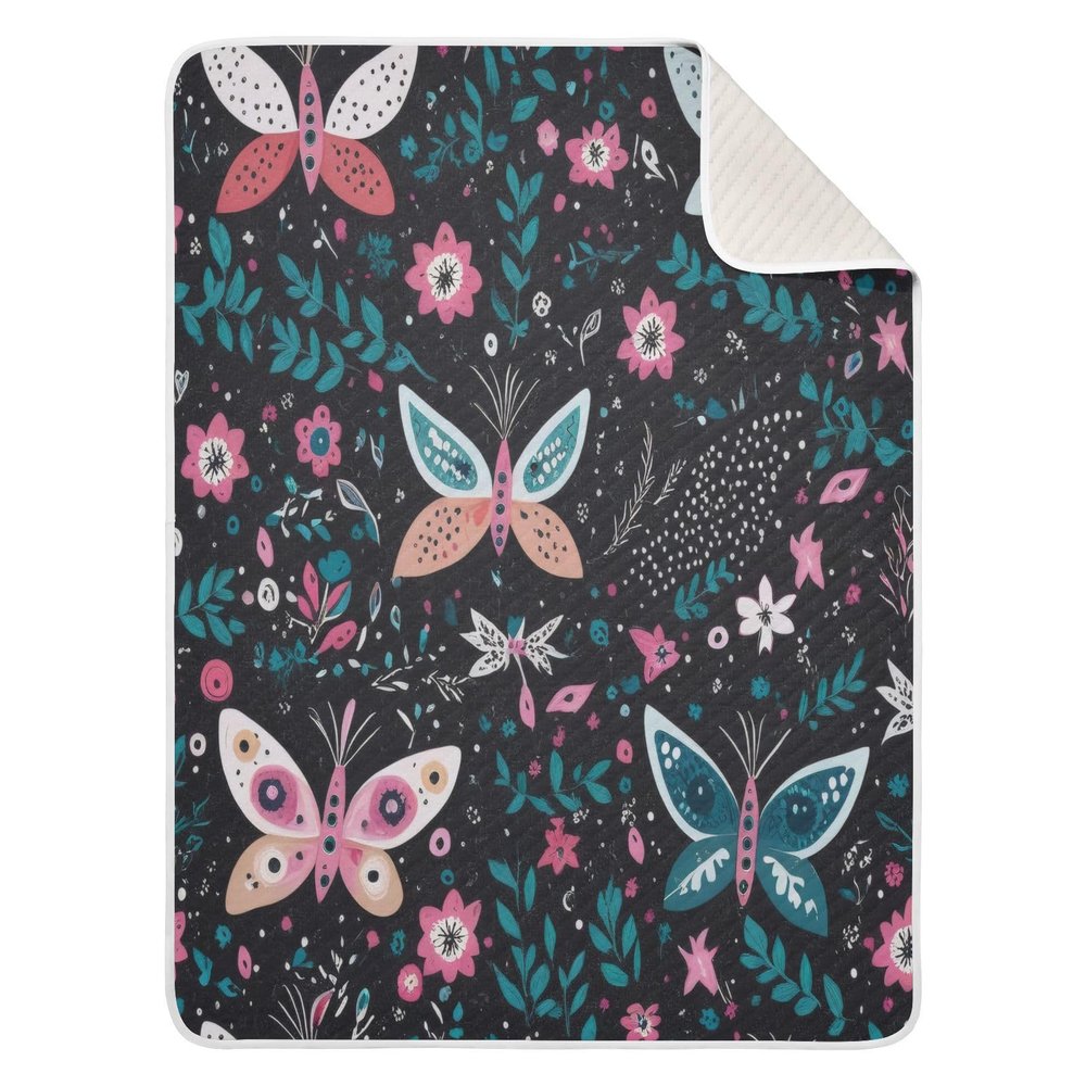 FLildon Colorful Butterfly Flower Art Cotton Baby Blanket 30" x 40" Warm Soft Breathable Muslin Swaddle Blankets for Toddler Boys Girls Nursery Receiving Wraps