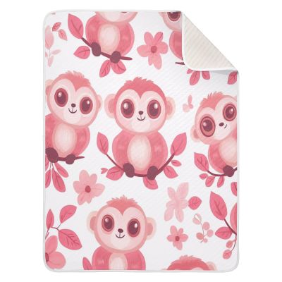 FLildon Cute Monkey Cotton Baby Blanket 30" x 40" Warm Soft Breathable Muslin Swaddle Blankets for Toddler Boys Girls Nursery Receiving Wraps