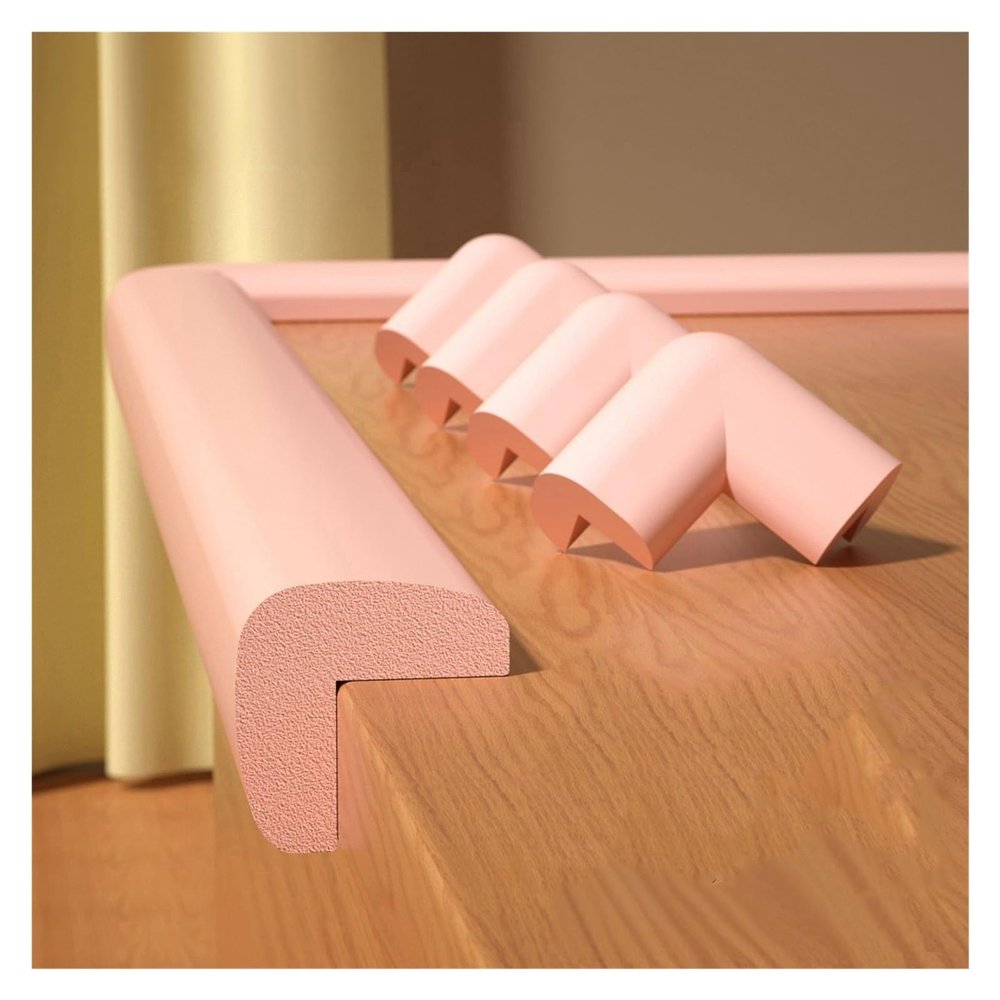 Foam protection edges Edge Corner Guards Protector With 4 Guard Corners Self-Adhesive Foam Collision Strips Children's Bumper Stair Cushion For Furniture Cabinets Steps(Red,2 m/6.56ft)(Pink,5 m/16.4ft