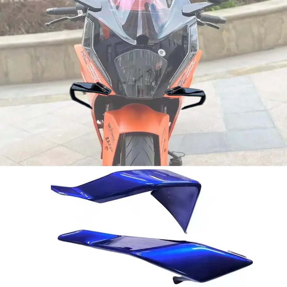 For RC390 rc390 2025 2024 2023 2022 2021-2014 Accessories New Motorcycle Fixed Wind Wing Side Spoiler Fairing Kit Aerodynamic Side Wing Deflector Protective Cover (Blue)