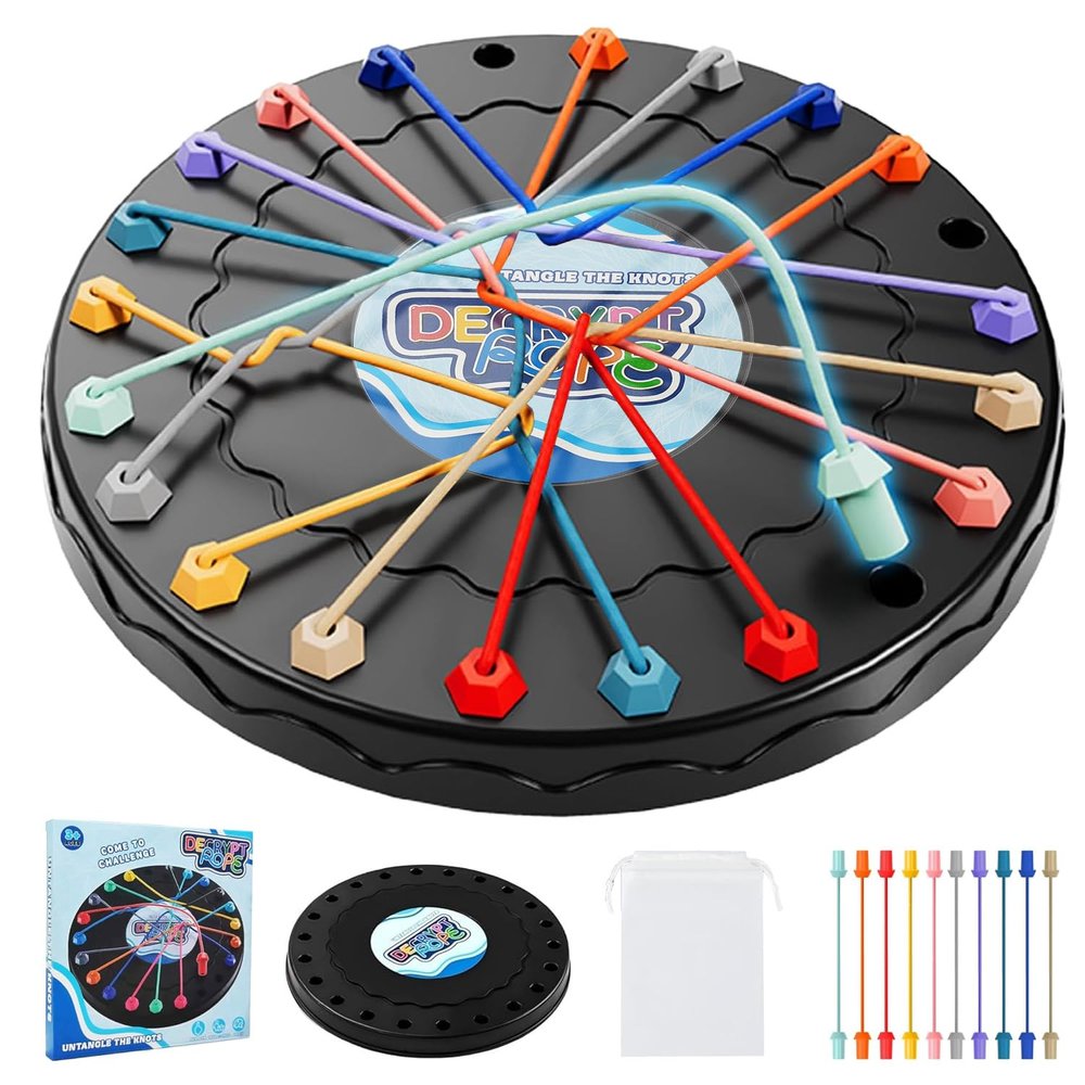 Brainy Knots Rope Untangling Puzzle Game,Strategy Board Game Rope Untangling Challenge,Perfect for Parent-Child Interaction,Family Travel Party Toys,Best Gifts for Kids or Adults.