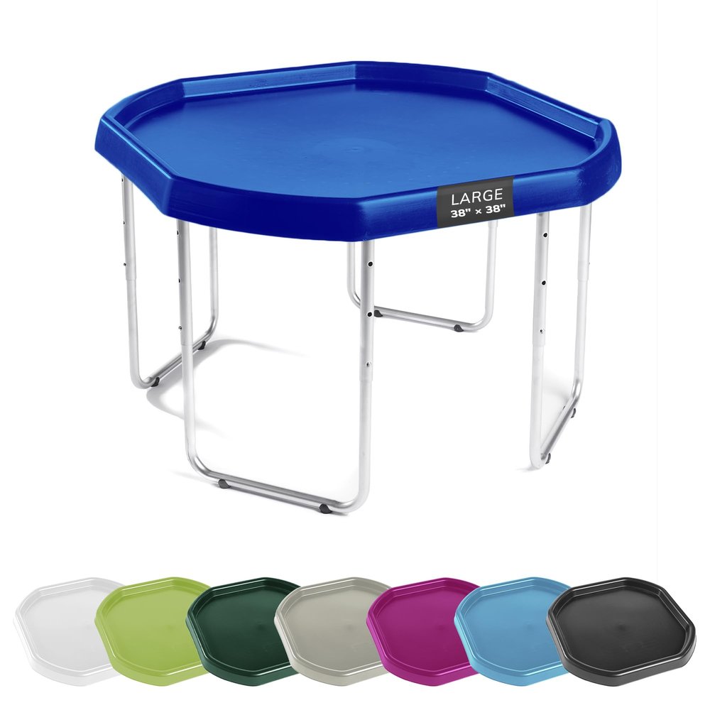 MEKA Large 38"x38" Tuff Tray Set Navy, Activity Sensory Tray Plus Stand Children, Outdoor Play Sand and Water Table for Toddlers and Kids, Toy Boys Girls