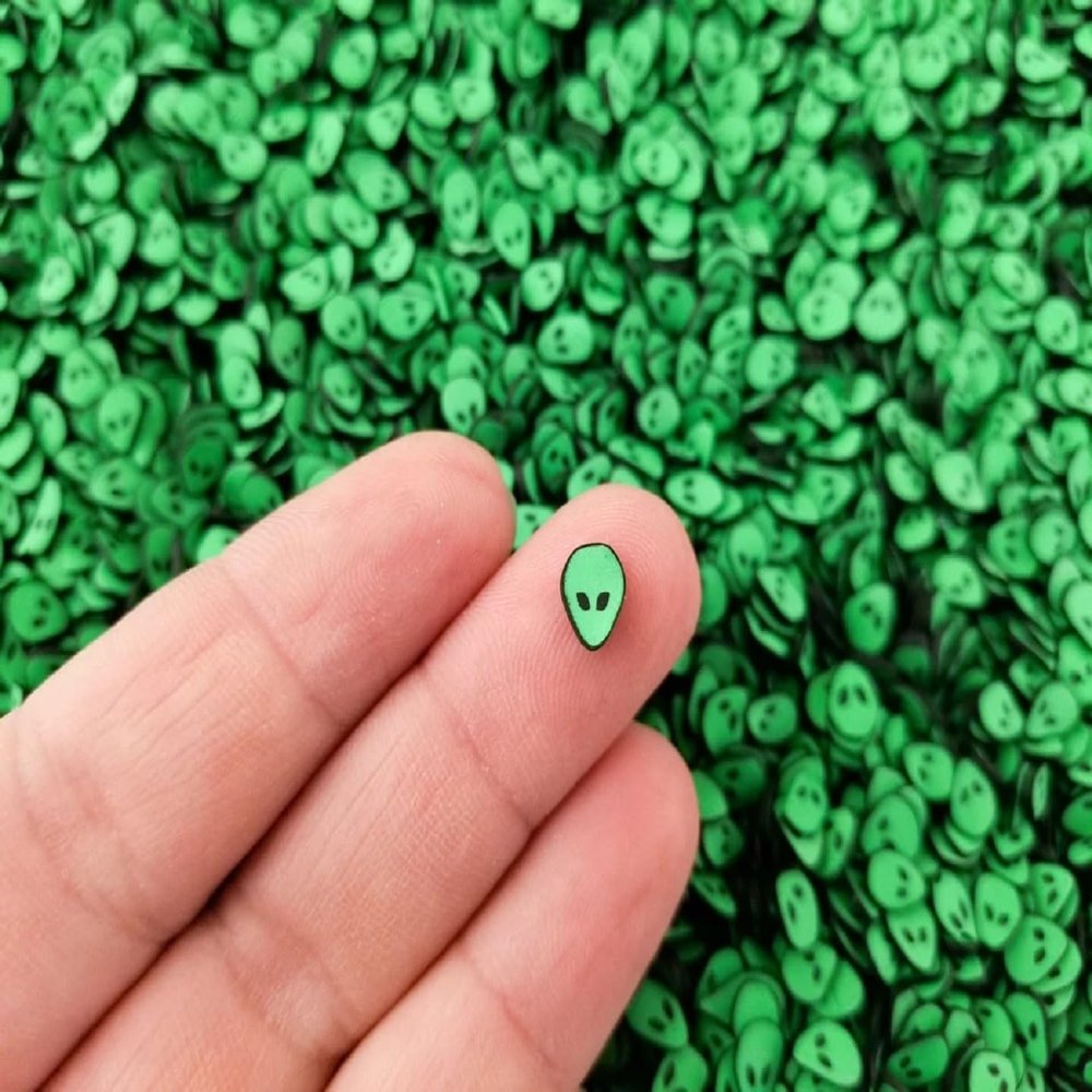 Alien Polymer Clay Slices, UFO Nail Art Slices, Faux Sprinkles, Resin Embellishments (15 gram Bag)