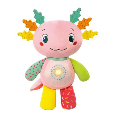 Clementoni Baby Alex l'Axolotl, Interactive Speaking Plush Animal for Children from 6 Months, Stimulates Sensory and Cognitive Development, 100% Washable, Italian Language, 17558