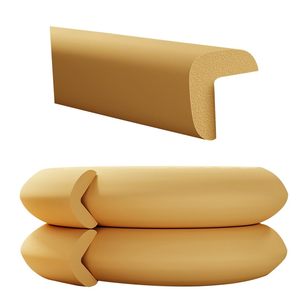 Heavy-Duty Soft Foam Furniture Edge Bumper Guards, Guard Anti-Collision Bar Protector, 3M Pre-Taped Corners, for Metal Frame Desk Counter Sharp Corners(Brass,10M)