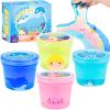 4 Pack Glimmer Crunchy Crystal Slime for Kids, Super Soft Stress Relief Toy, Ocean Clear Slime Kit with Pink, Yellow, Blue, Birthday Gift Party Favor for Girls and Boys view 1