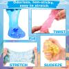 4 Pack Glimmer Crunchy Crystal Slime for Kids, Super Soft Stress Relief Toy, Ocean Clear Slime Kit with Pink, Yellow, Blue, Birthday Gift Party Favor for Girls and Boys view 3