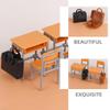 Hemoton Miniature Desk and Schoolbag Model Set for Dollhouse Classroom Decor with Two Tables Two Chairs and Mini Backpacks Compact 2X2 Inch Educational Toy view 2