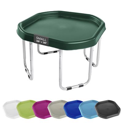 MEKA Small 28"x28" Tuff Tray Set Dark Green, Activity Sensory Tray Plus Stand Children, Outdoor Play Sand and Water Table for Toddlers and Kids, Toy Boys Girls
